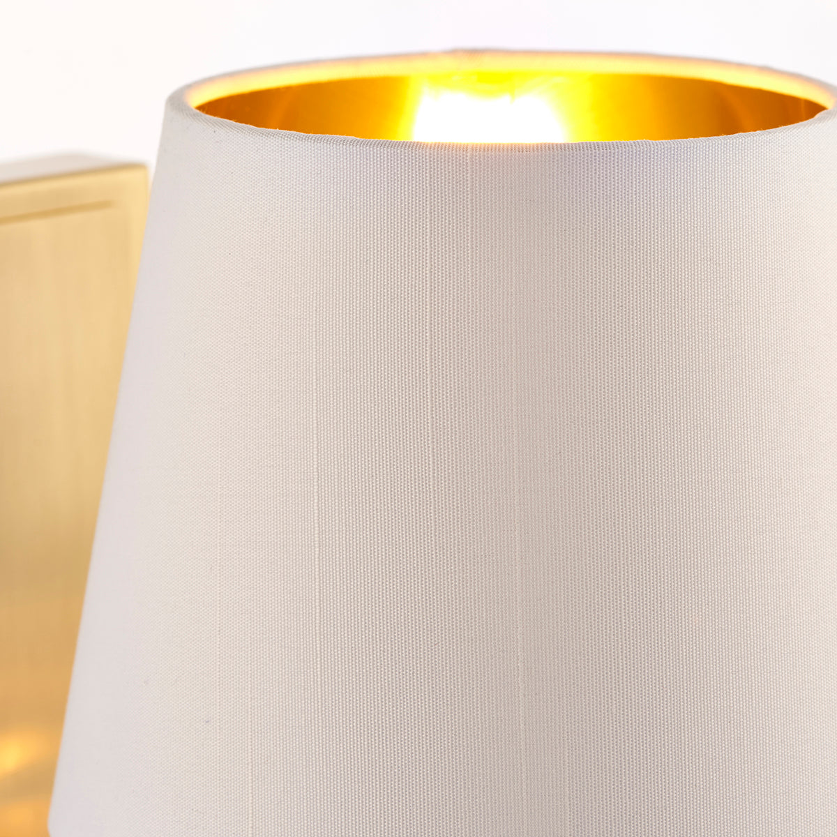 Brushed satin gold & vintage white fabric