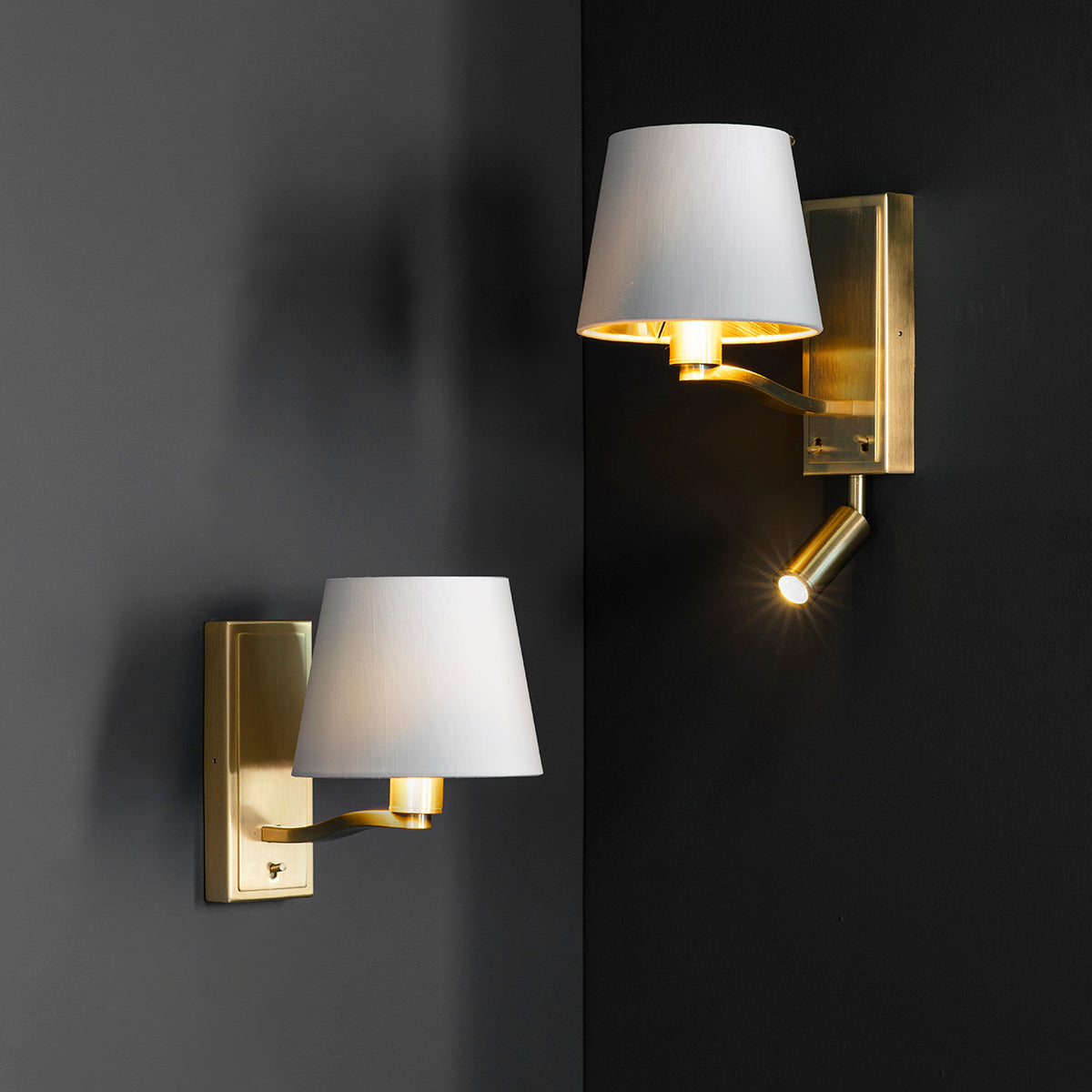 Brushed satin gold & vintage white fabric