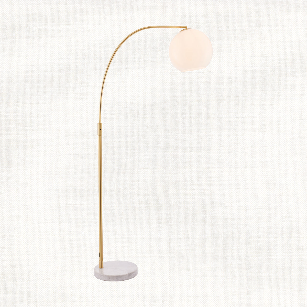 Moon Curved Floor Lamp in Brass, White Marble and Opal