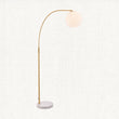 Moon Curved Floor Lamp in Brass, White Marble and Opal