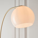 Moon Curved Floor Lamp in Brass, White Marble and Opal