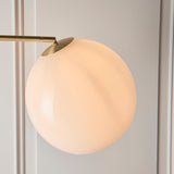 Moon Curved Floor Lamp in Brass, White Marble and Opal