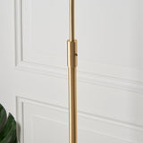 Moon Curved Floor Lamp in Brass, White Marble and Opal