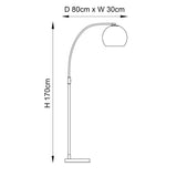 Moon Curved Floor Lamp in Brass, White Marble and Opal