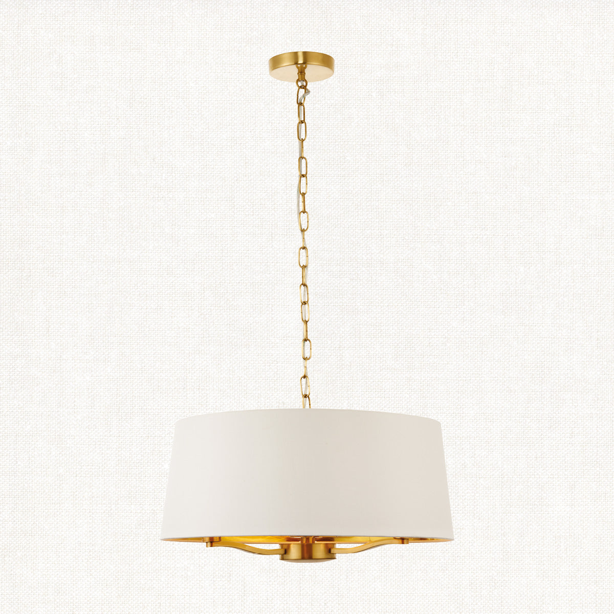 Brushed satin gold & vintage white fabric