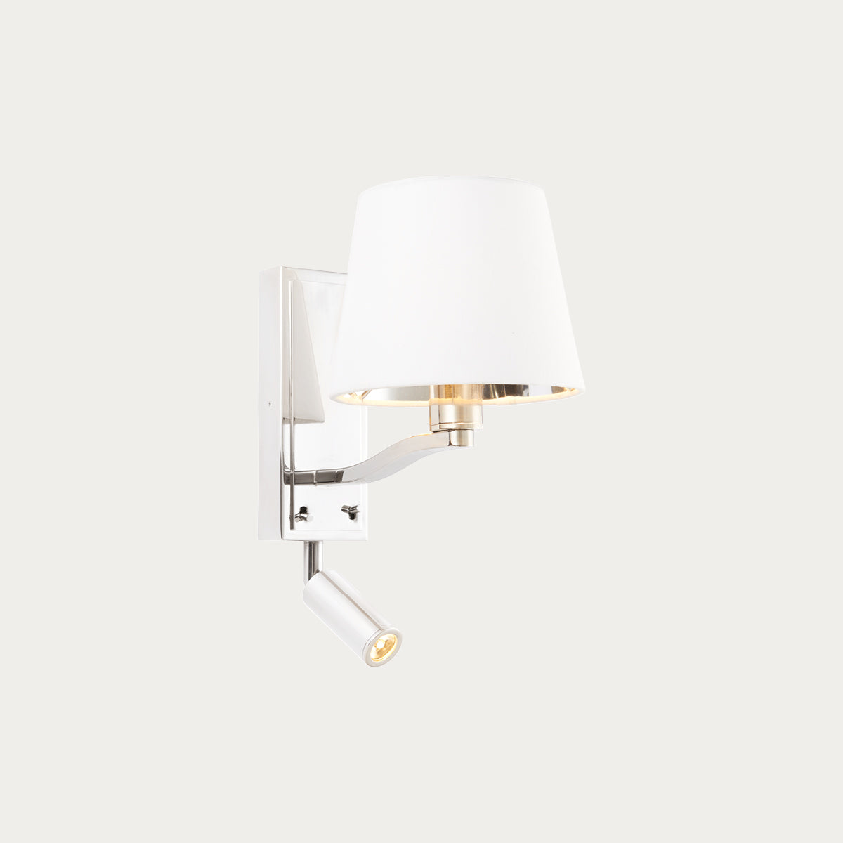Bright nickel plate & vintage white fabric