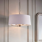 Bright nickel plate & vintage white fabric