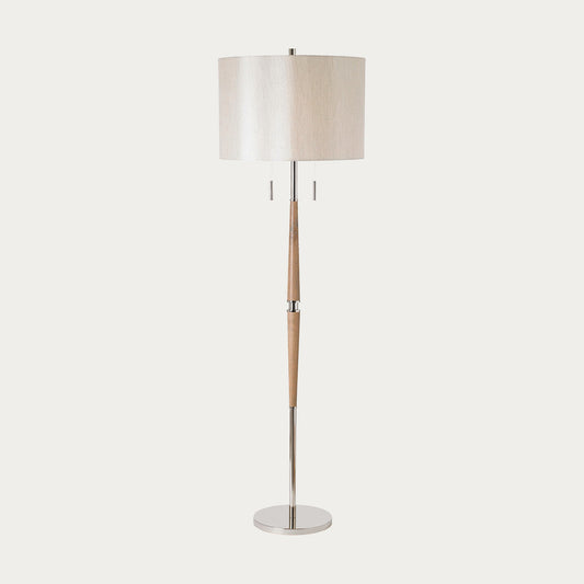 Sparrow Floor Lamp in Wood and Chrome