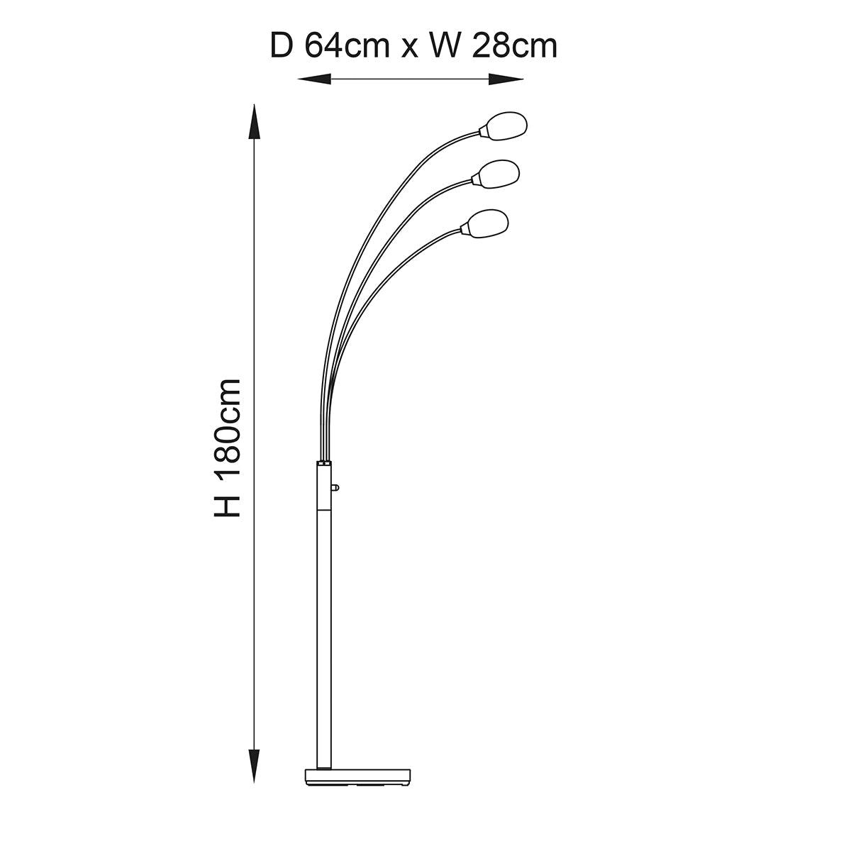 Elio Nickel 3 Arm Floor Lamp