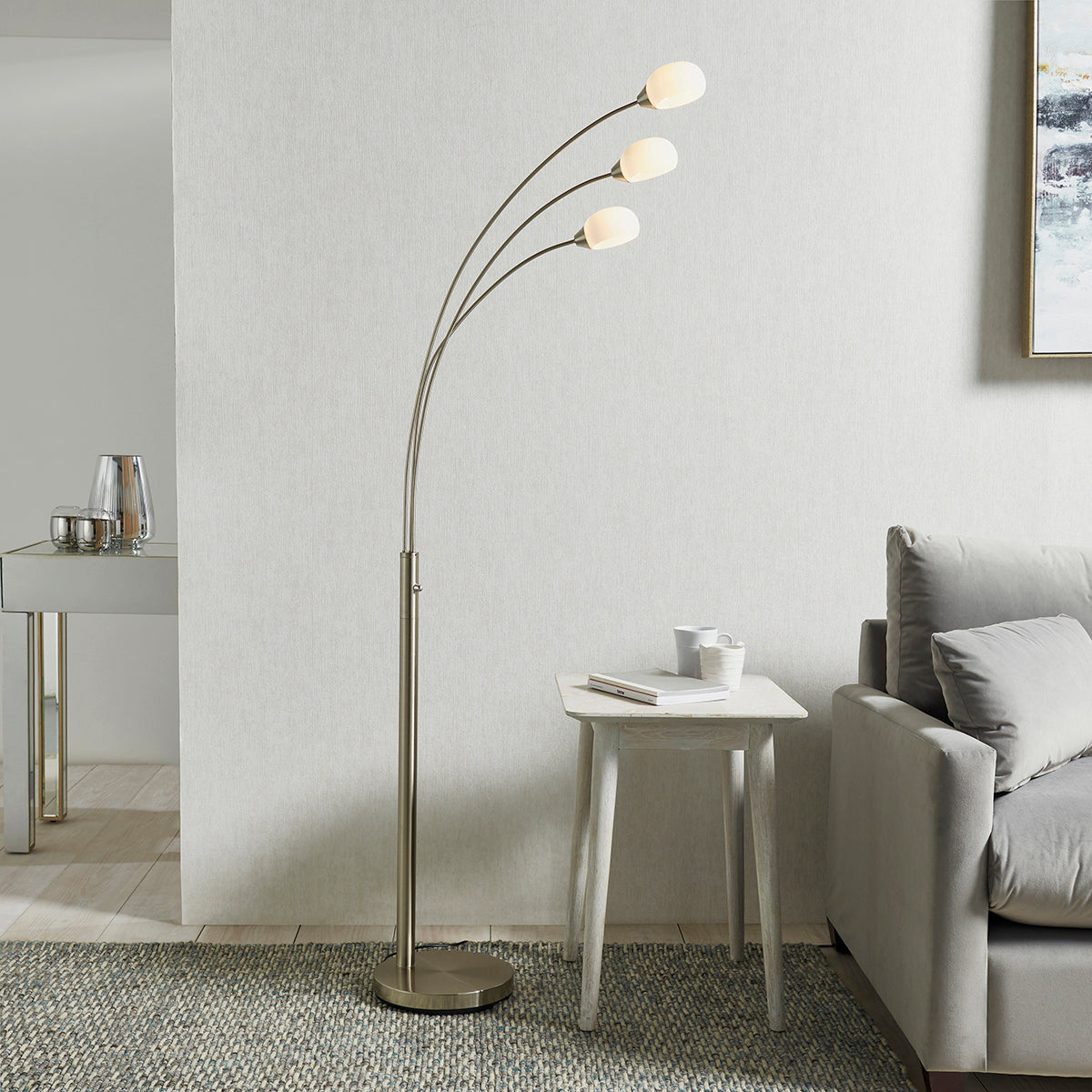 Elio Nickel 3 Arm Floor Lamp