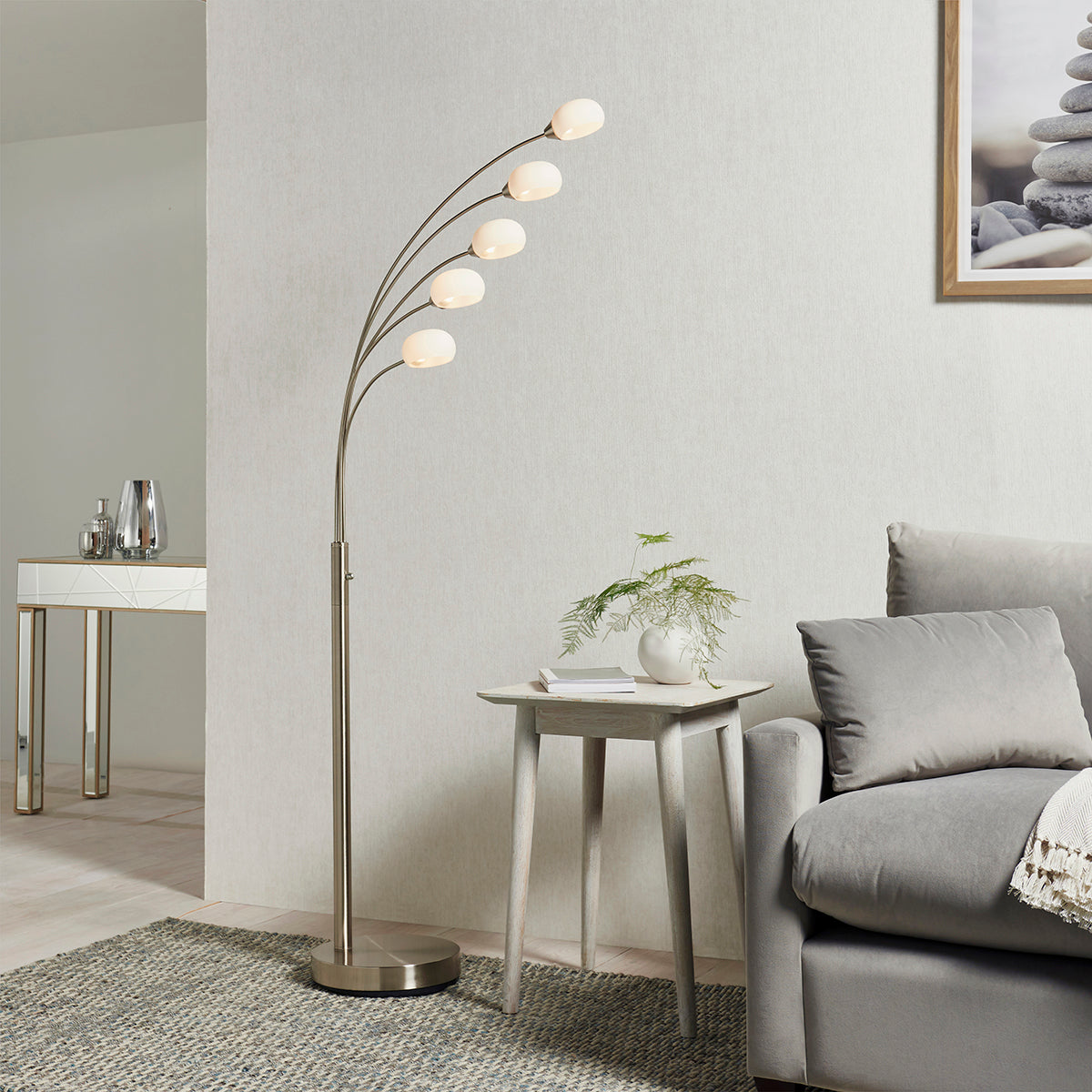 Elio Nickel 5 Arm Floor Lamp