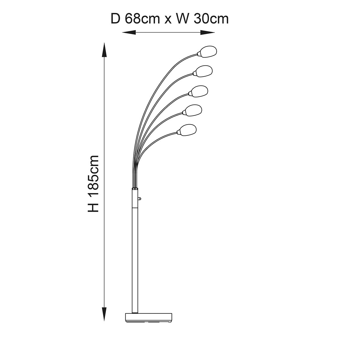 Elio Nickel 5 Arm Floor Lamp