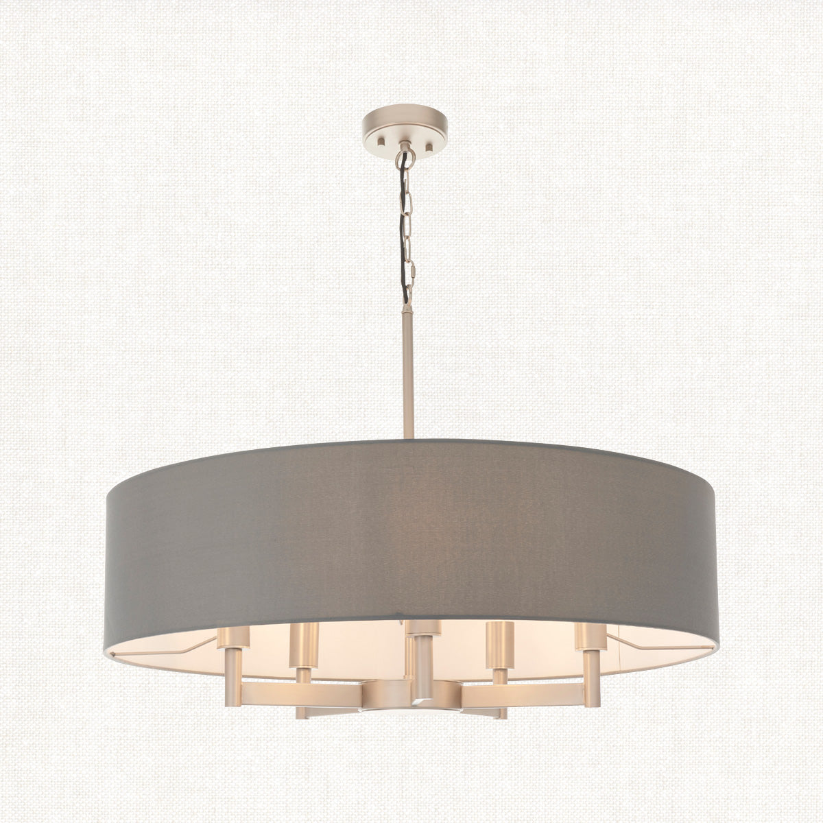 Frida Fabric Shade Chandelier in Grey