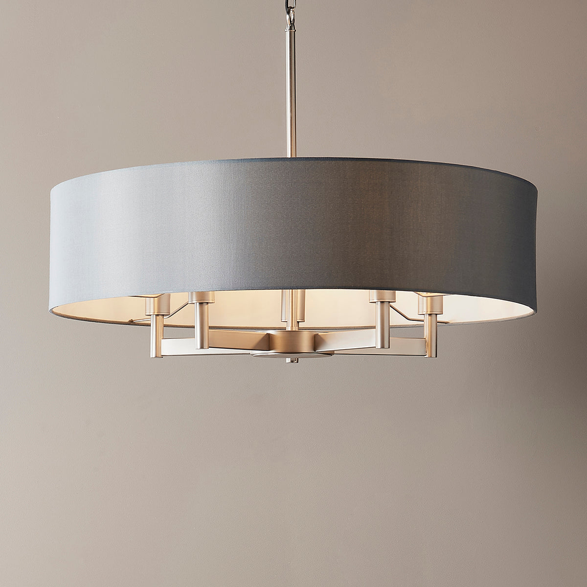 Frida Fabric Shade Chandelier in Grey