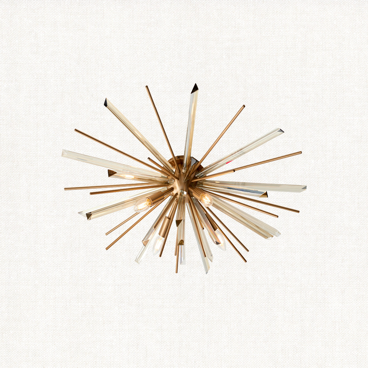Juno Flush Starburst Ceiling Light in Antique Brass
