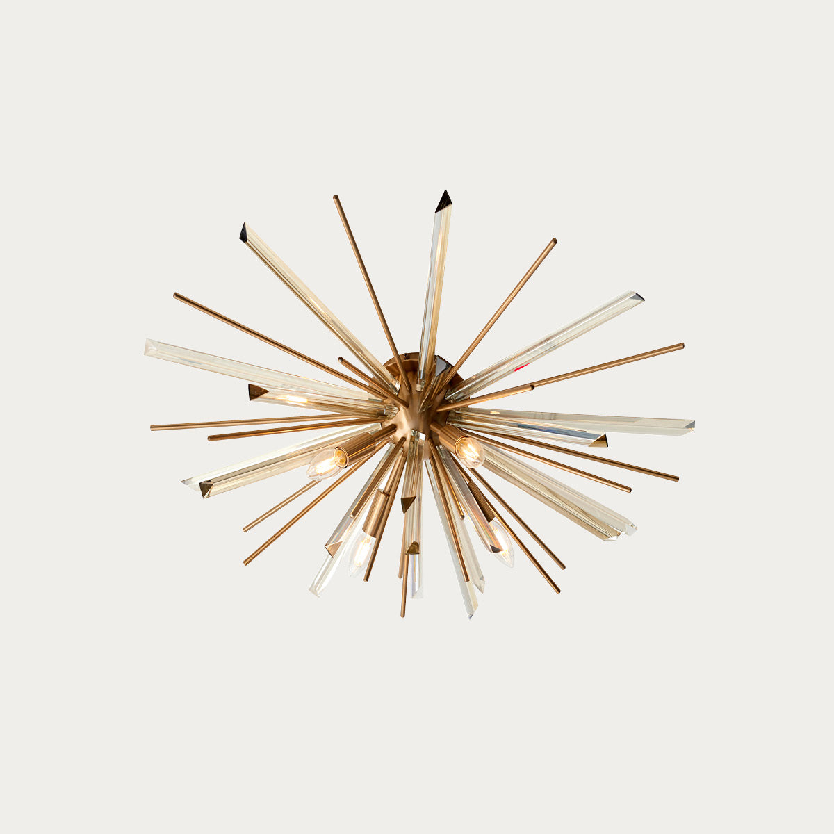 Juno Flush Starburst Ceiling Light in Antique Brass