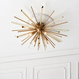 Juno Flush Starburst Ceiling Light in Antique Brass