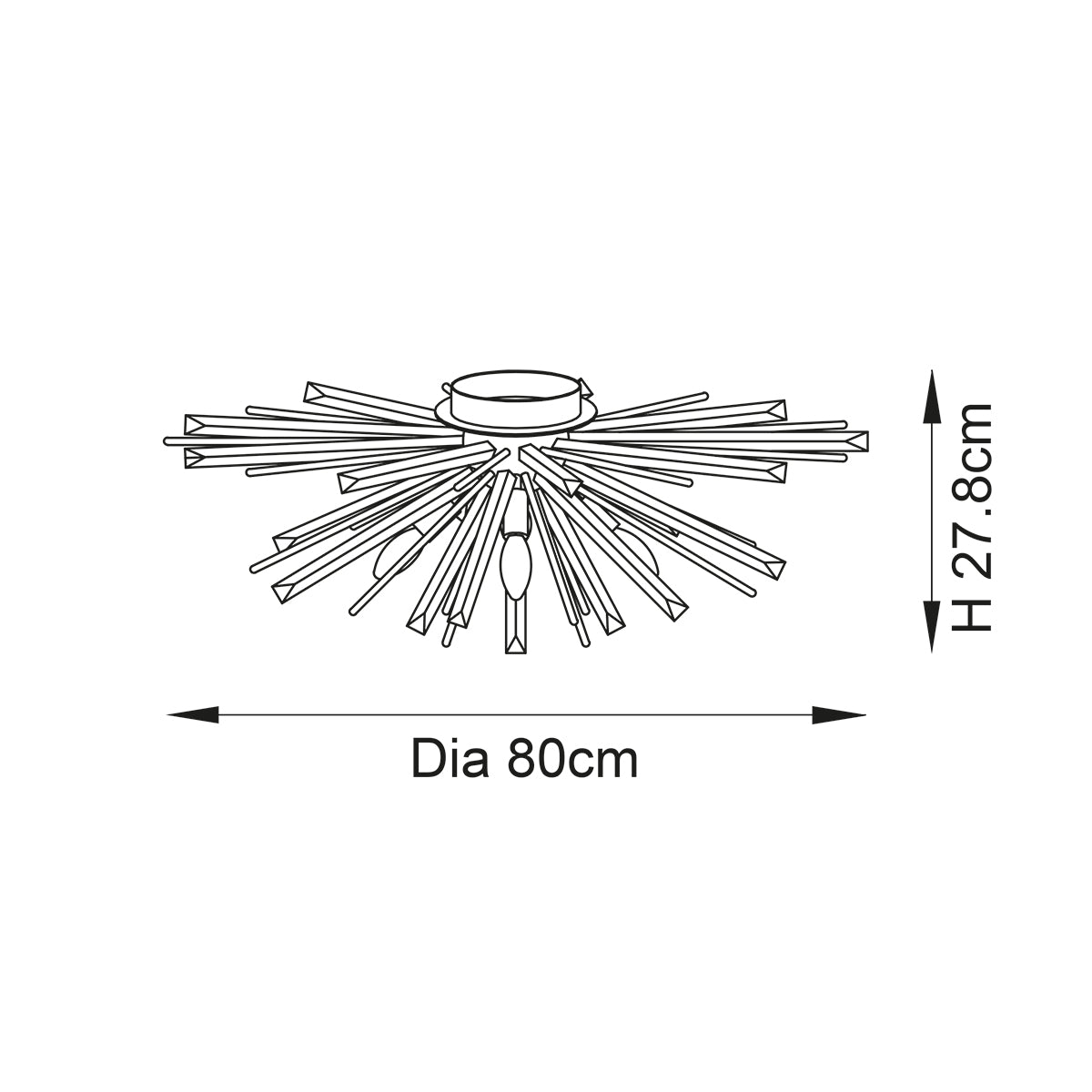 Juno Flush Starburst Ceiling Light in Antique Brass