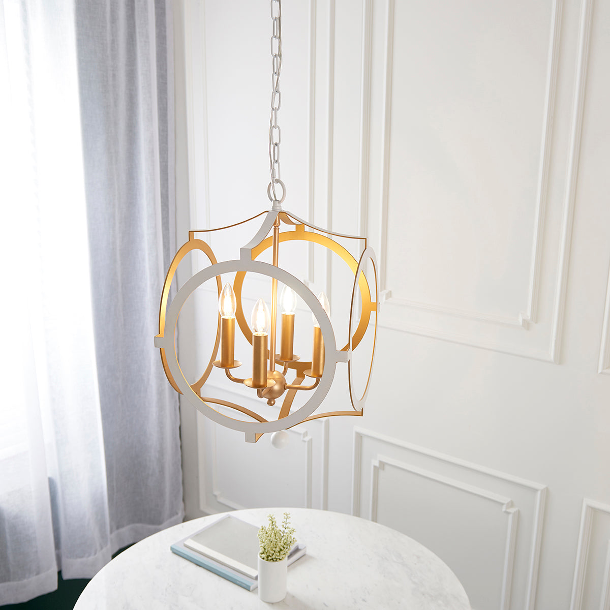 Matt white & gold paint