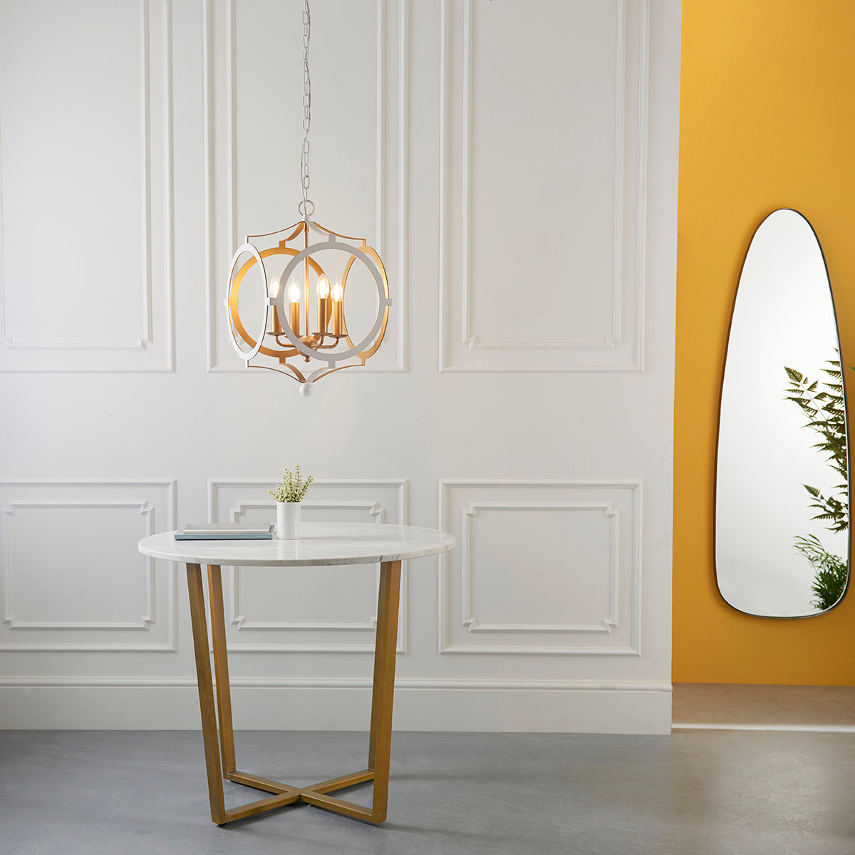 Matt white & gold paint