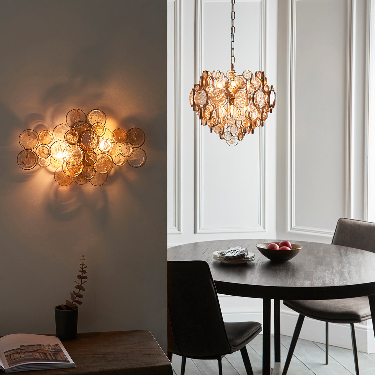 Hadassah Amber Medallion Pendant in Antique Gold