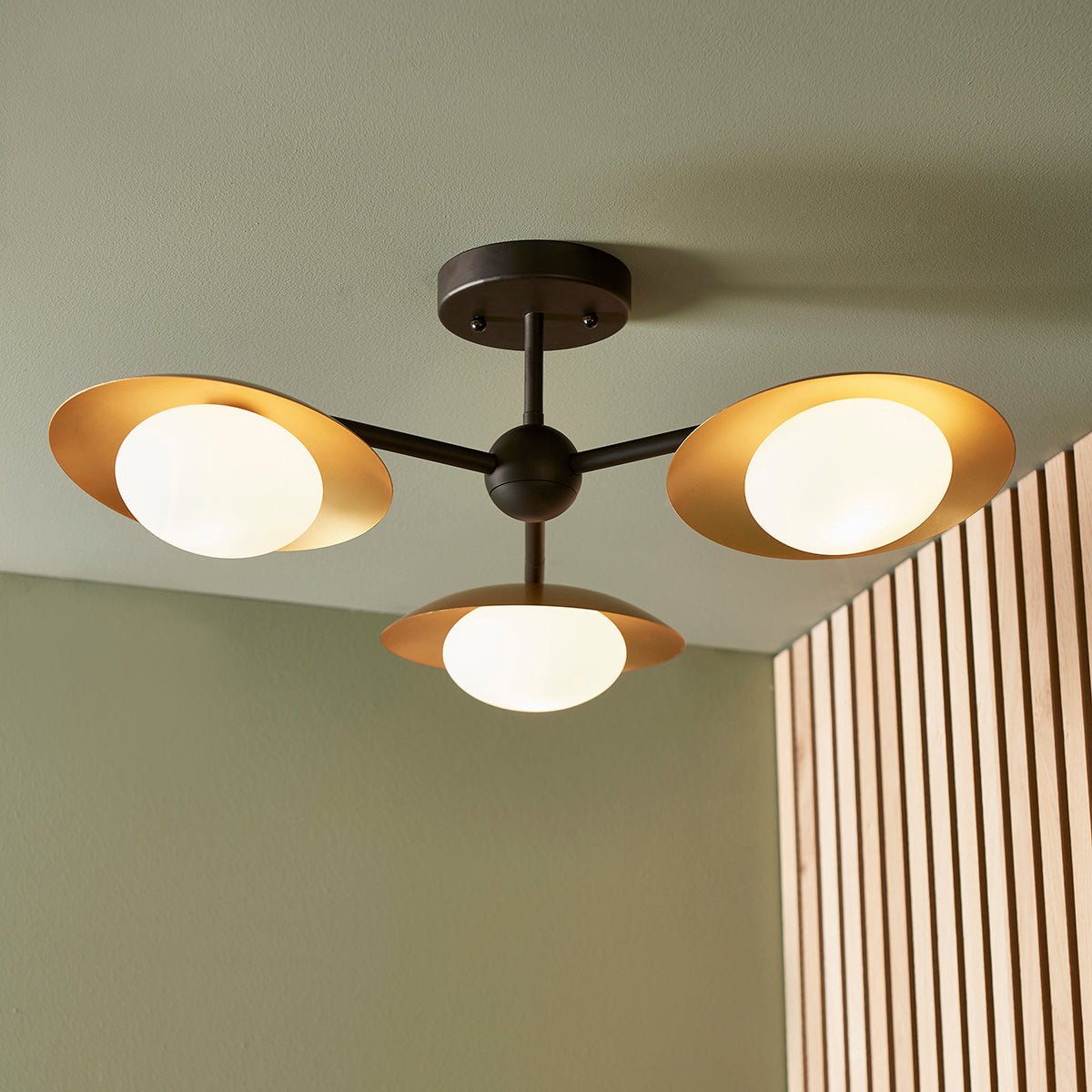 Tabernas Three-Light Ceiling Light in Gold
