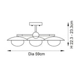 Tabernas Three-Light Ceiling Light in Gold