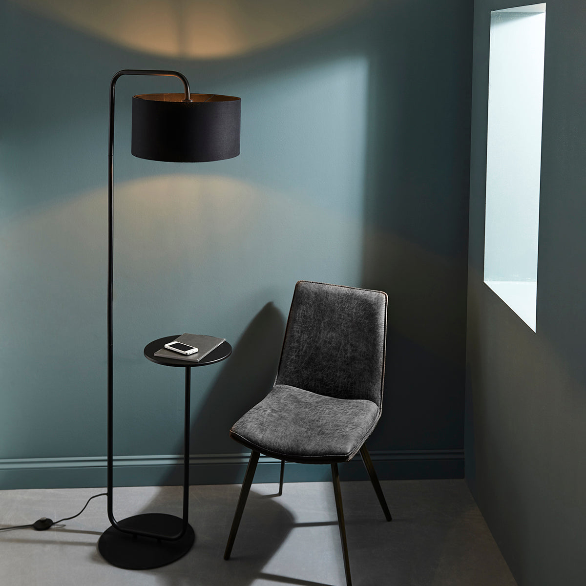 Satin black paint & black fabric