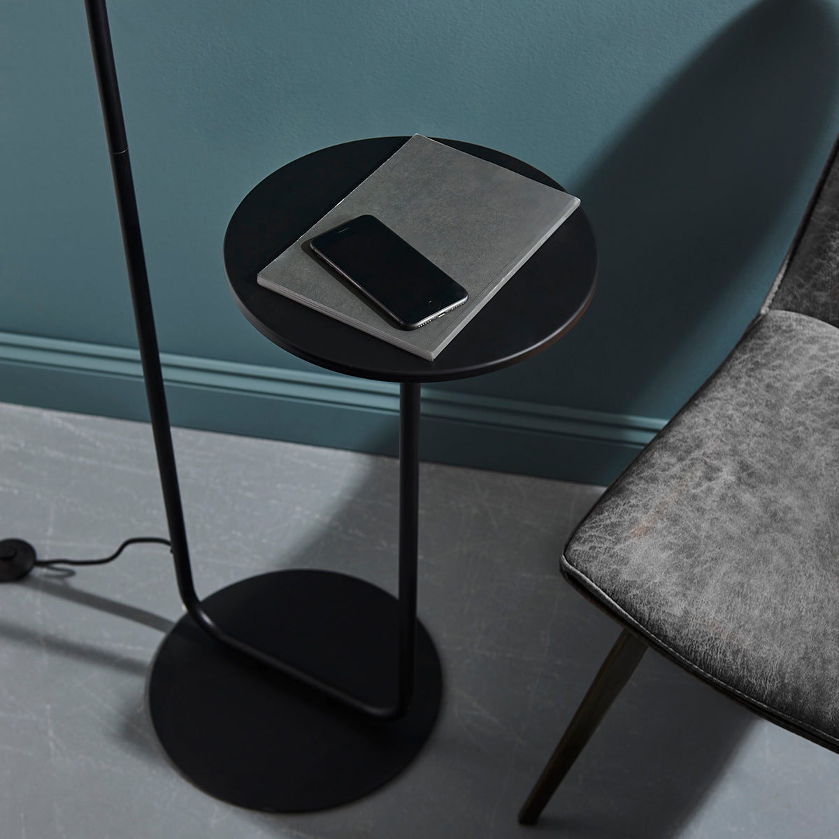 Satin black paint & black fabric