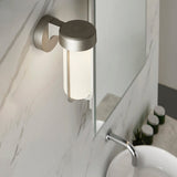 Brushed silver & frosted glass