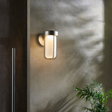 Brushed silver & frosted glass