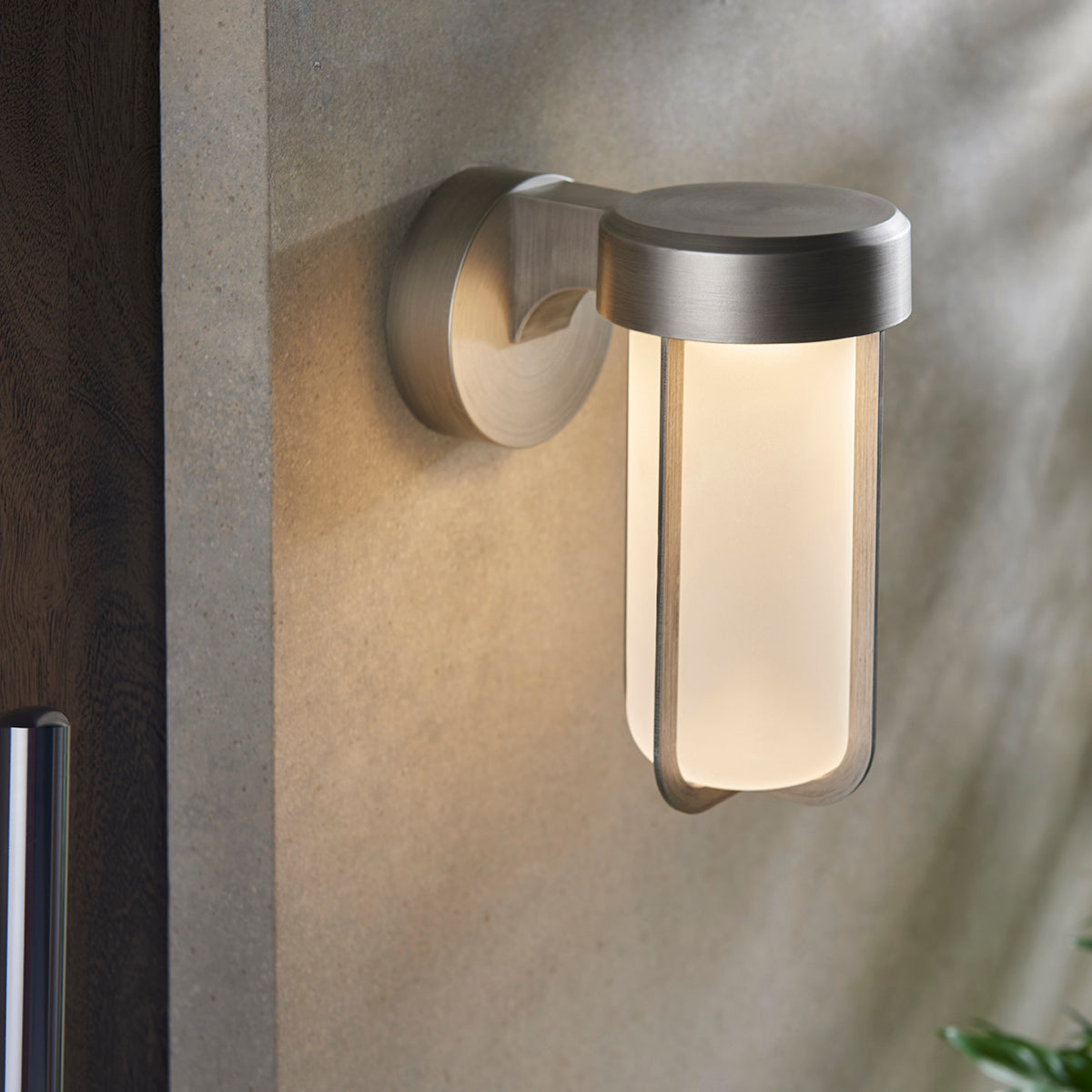 Brushed silver & frosted glass