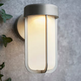 Brushed silver & frosted glass