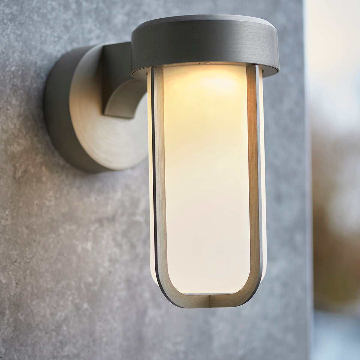 Brushed silver & frosted glass