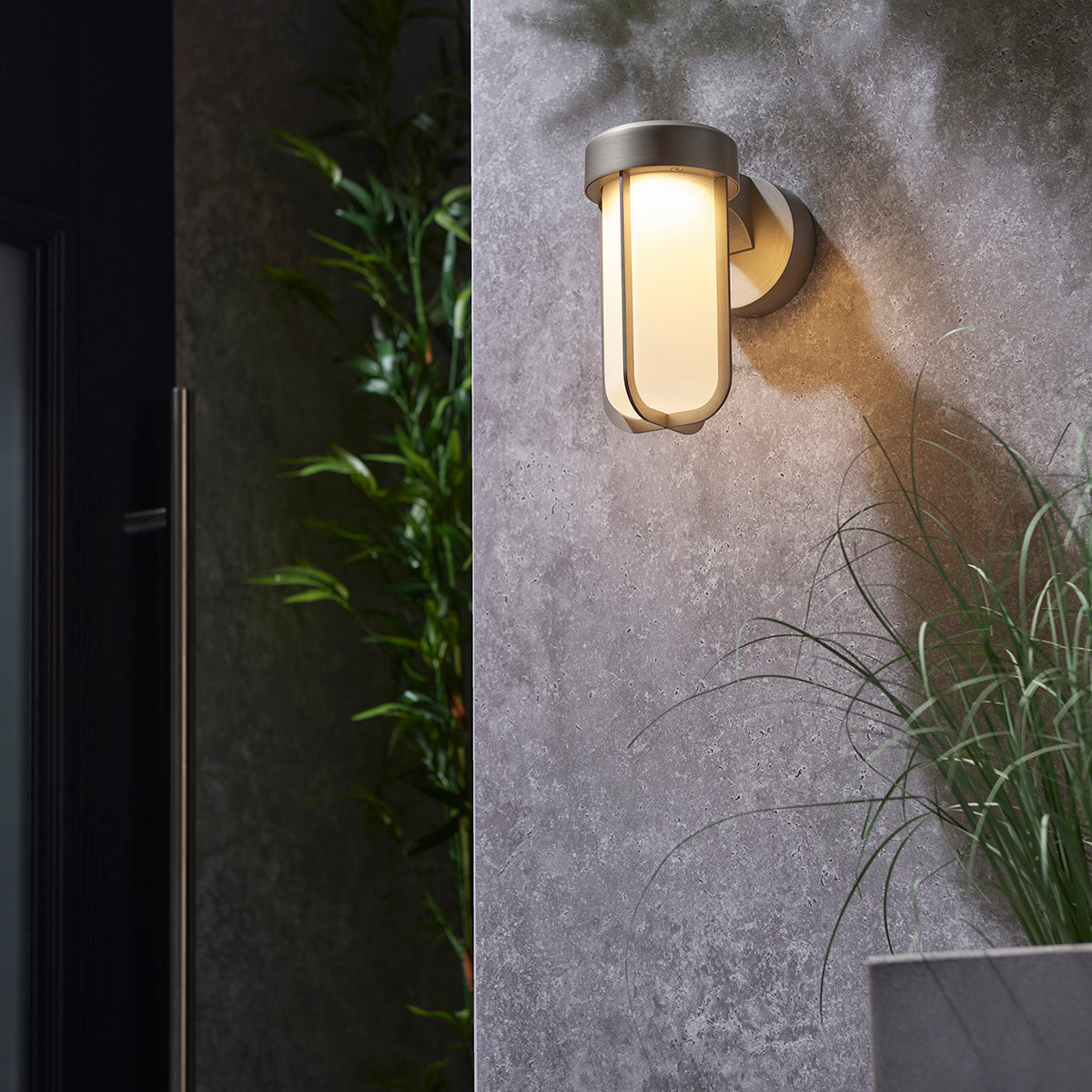 Brushed silver & frosted glass