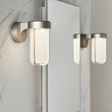 Brushed silver & frosted glass