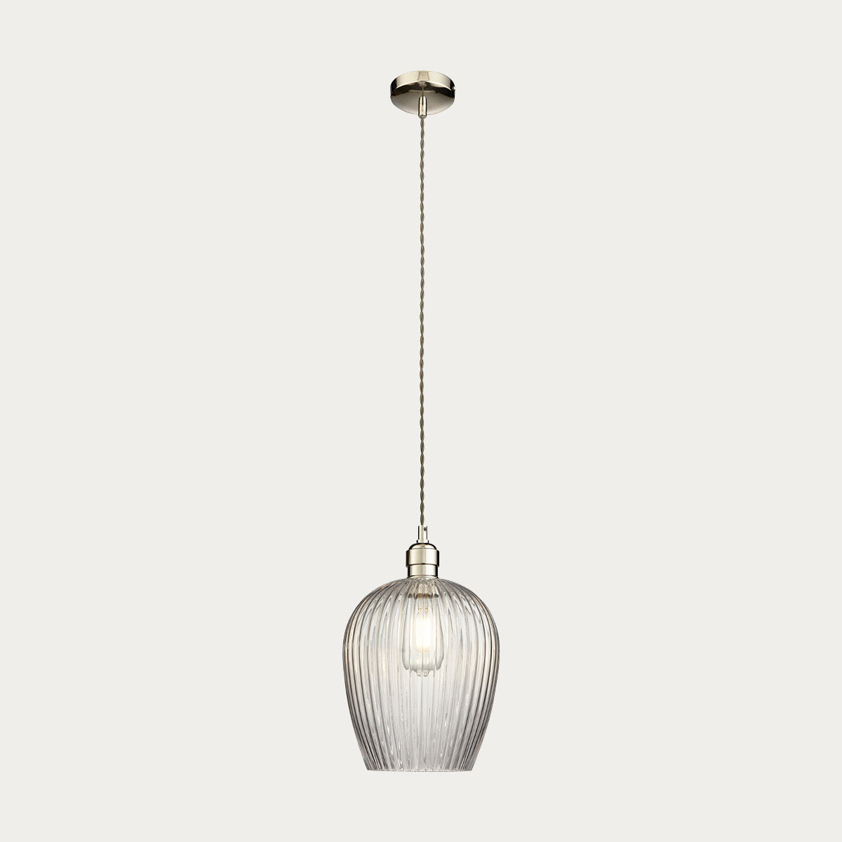 Bright nickel plate & ribbed glass Regular