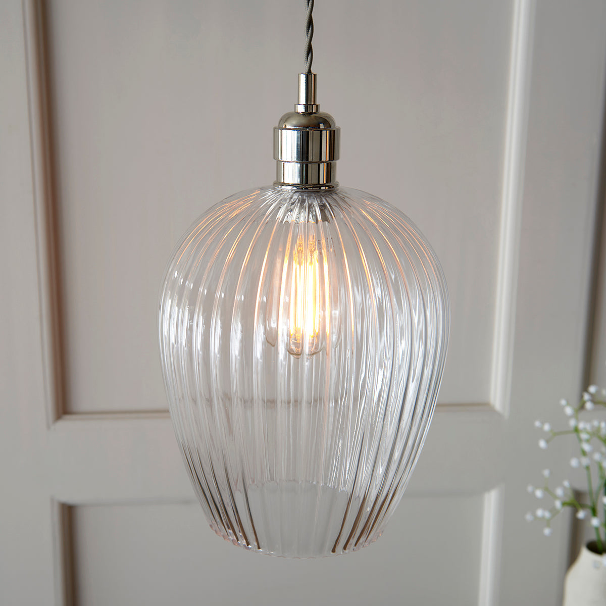 Bright nickel plate & ribbed glass Regular