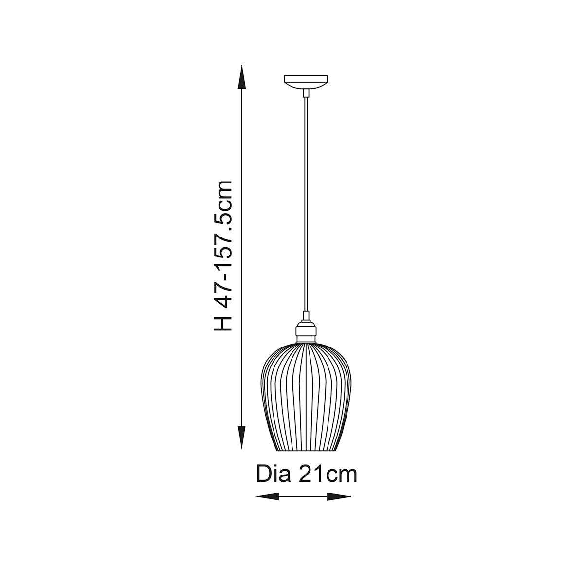 Bright nickel plate & ribbed glass Regular