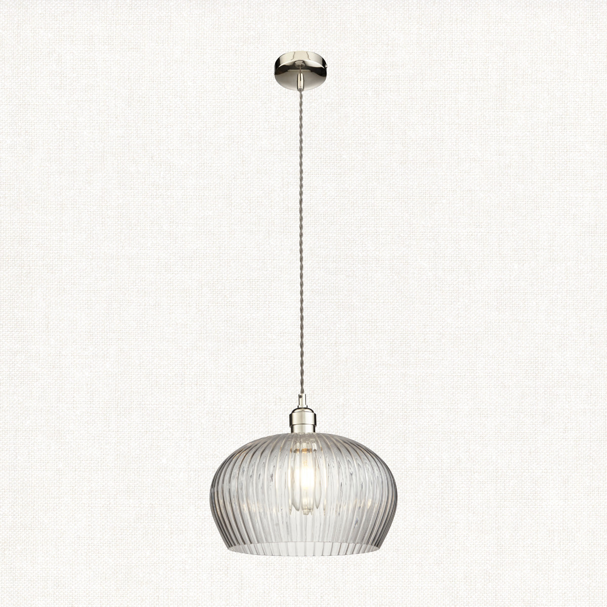 Bright nickel plate & ribbed glass Wide