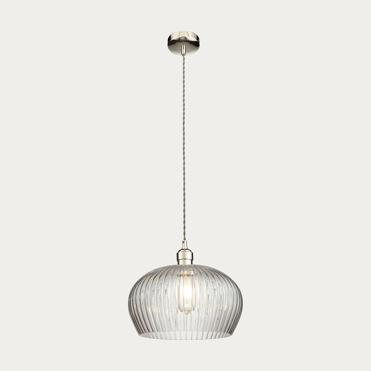Bright nickel plate & ribbed glass Wide