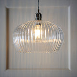Bright nickel plate & ribbed glass Wide