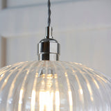 Bright nickel plate & ribbed glass Wide