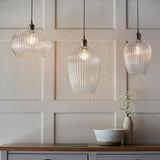 Bright nickel plate & ribbed glass Wide