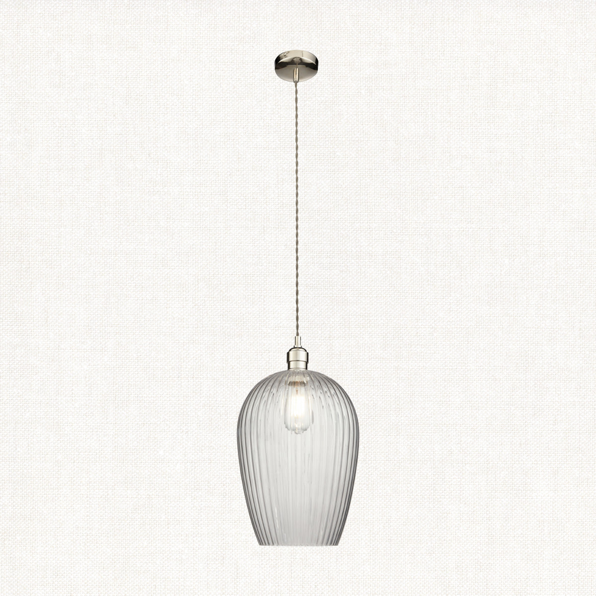 Bright nickel plate & ribbed glass Large
