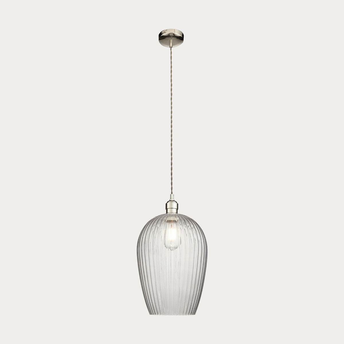 Bright nickel plate & ribbed glass Large