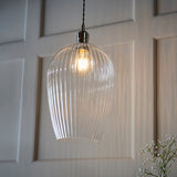 Bright nickel plate & ribbed glass Large