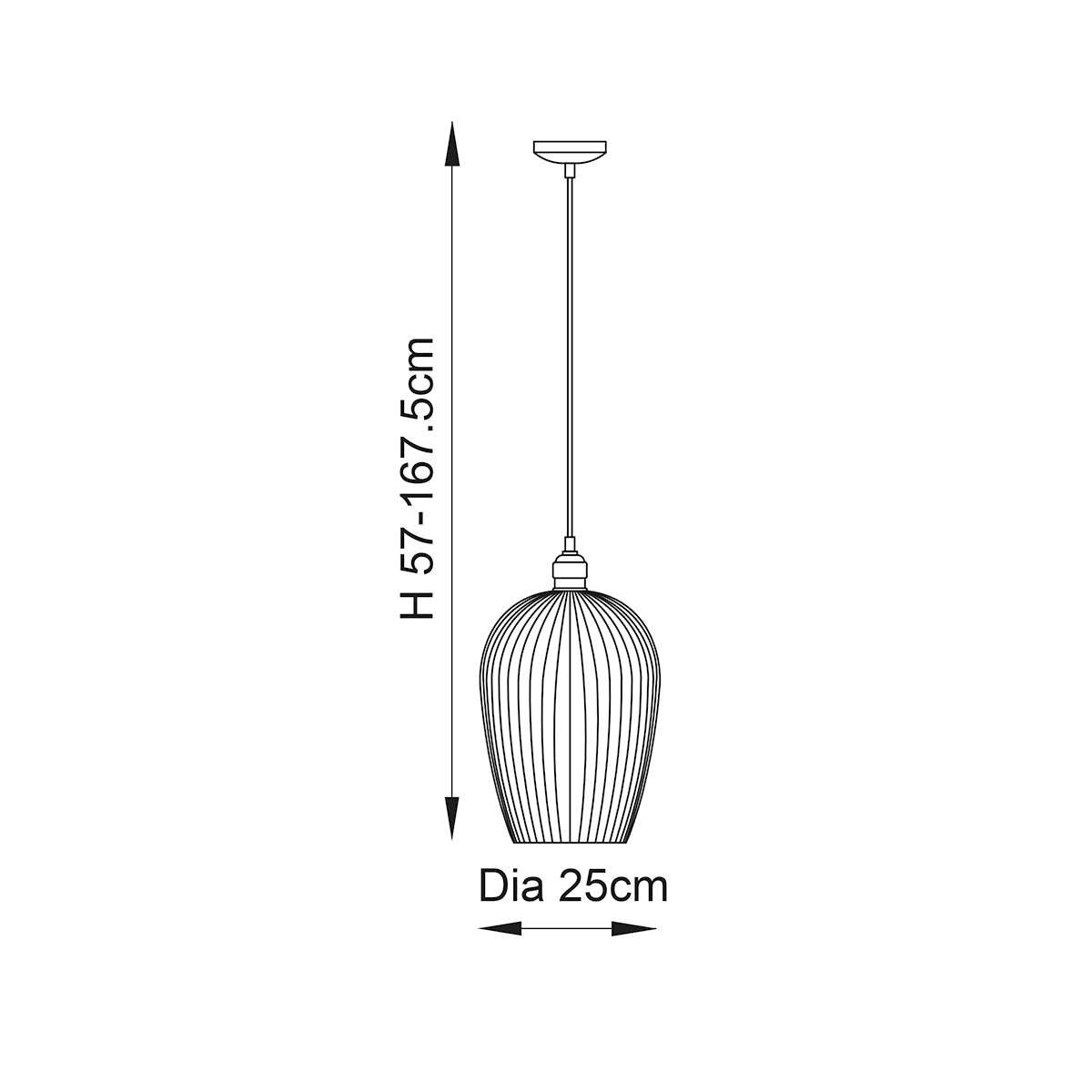 Bright nickel plate & ribbed glass Large