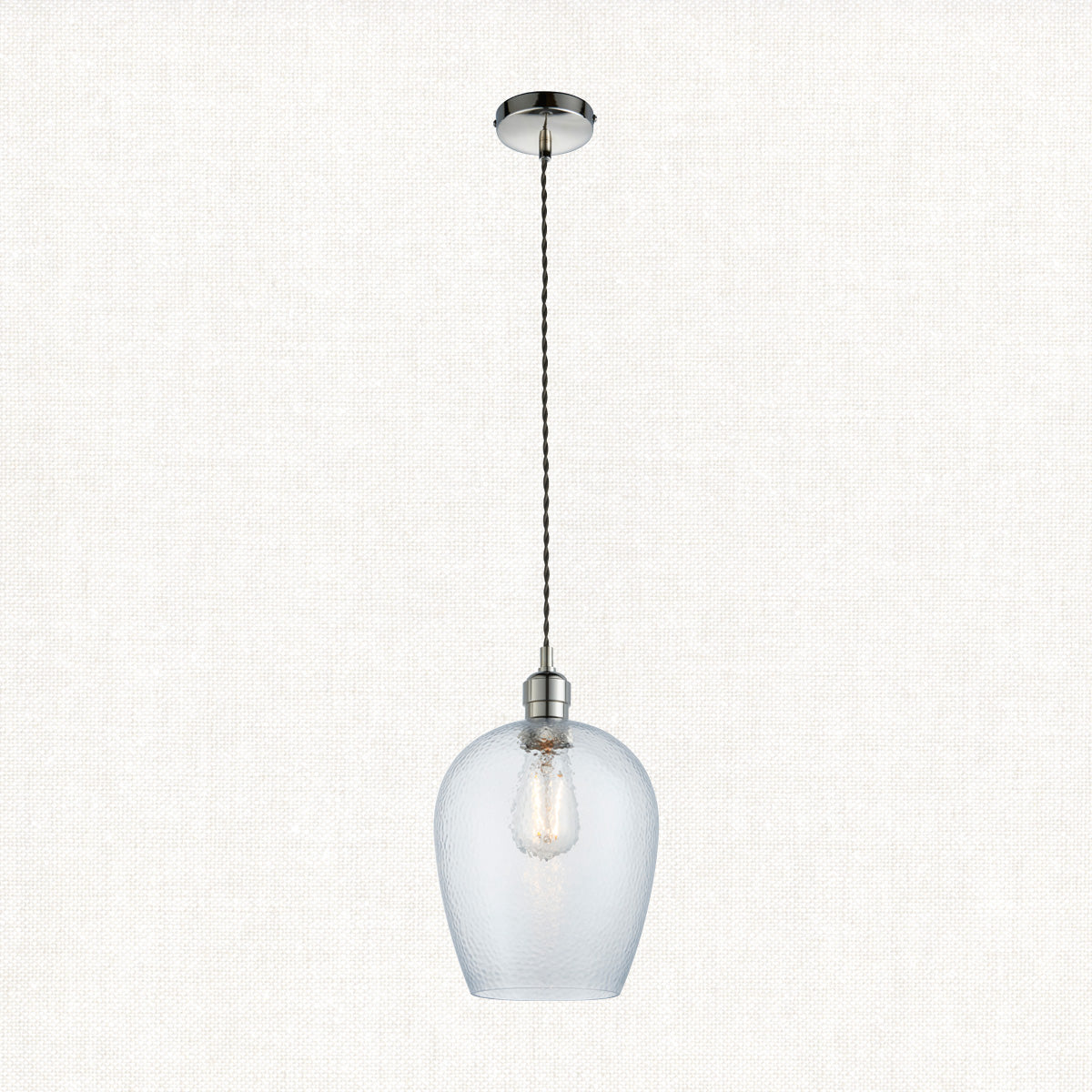 Bright nickel plate & hammered glass Regular