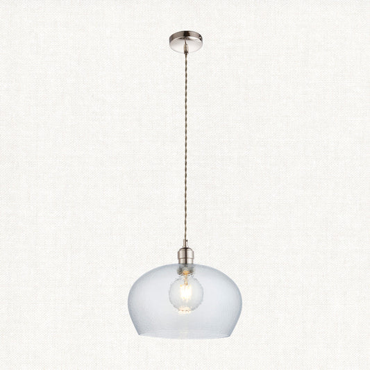 Bright nickel plate & hammered glass Wide